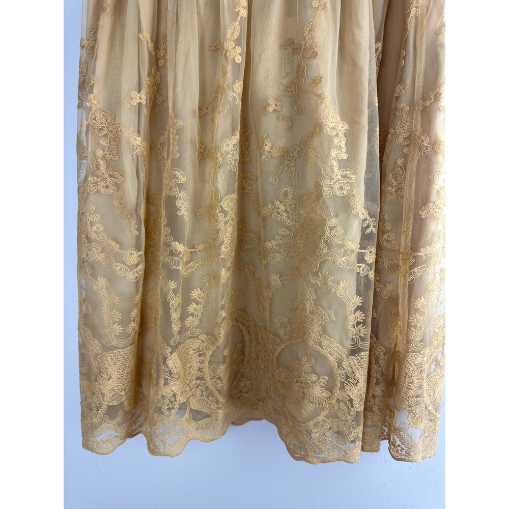 NEW Ariat Stevie Midi Skirt Gold Dust Floral Tulle Lace Mesh XL Ethereal Fairy - Picture 4 of 15